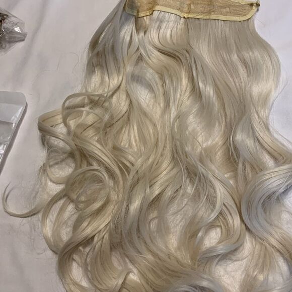 Blonde hair extension with invisible band 22 inch 5.3 ounce no clips - Picture 3 of 12